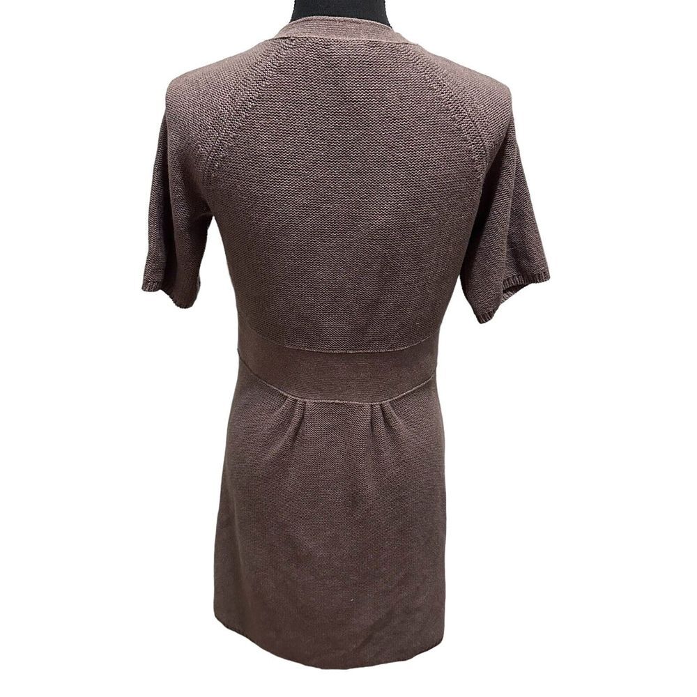 Kenji Womens Large Short Sleeve Cardigan Sweater Anthropologie Taupe - Picture 7 of 9